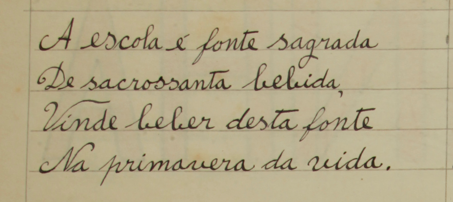 Manuscrito original de A Escola é fonte sagrada