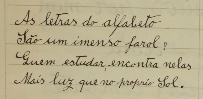 Manuscrito original As Letras do Alfabeto são imenso farol