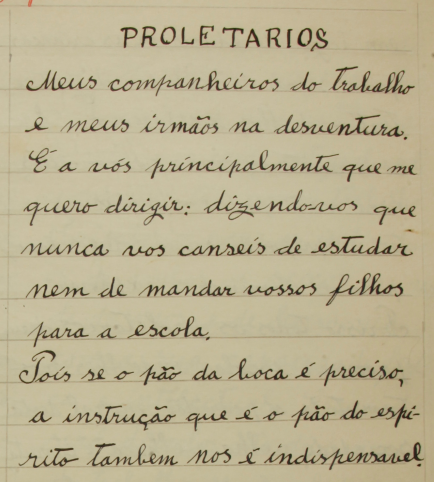 Manuscrito original Proletários